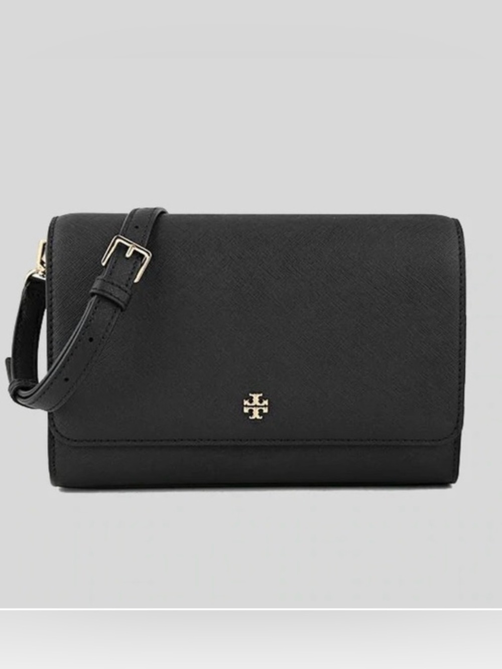 Tory Burch Emerson Black Saffiano Leather Crossbody
